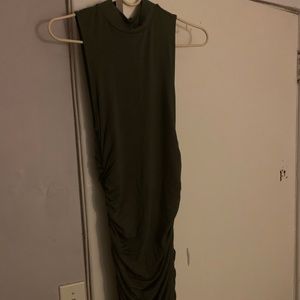 High neck ruched midi dress